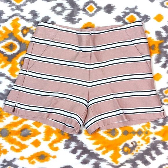 Size 4 Ann Taylor Loft striped side zip high waist shorts - Picture 1 of 4